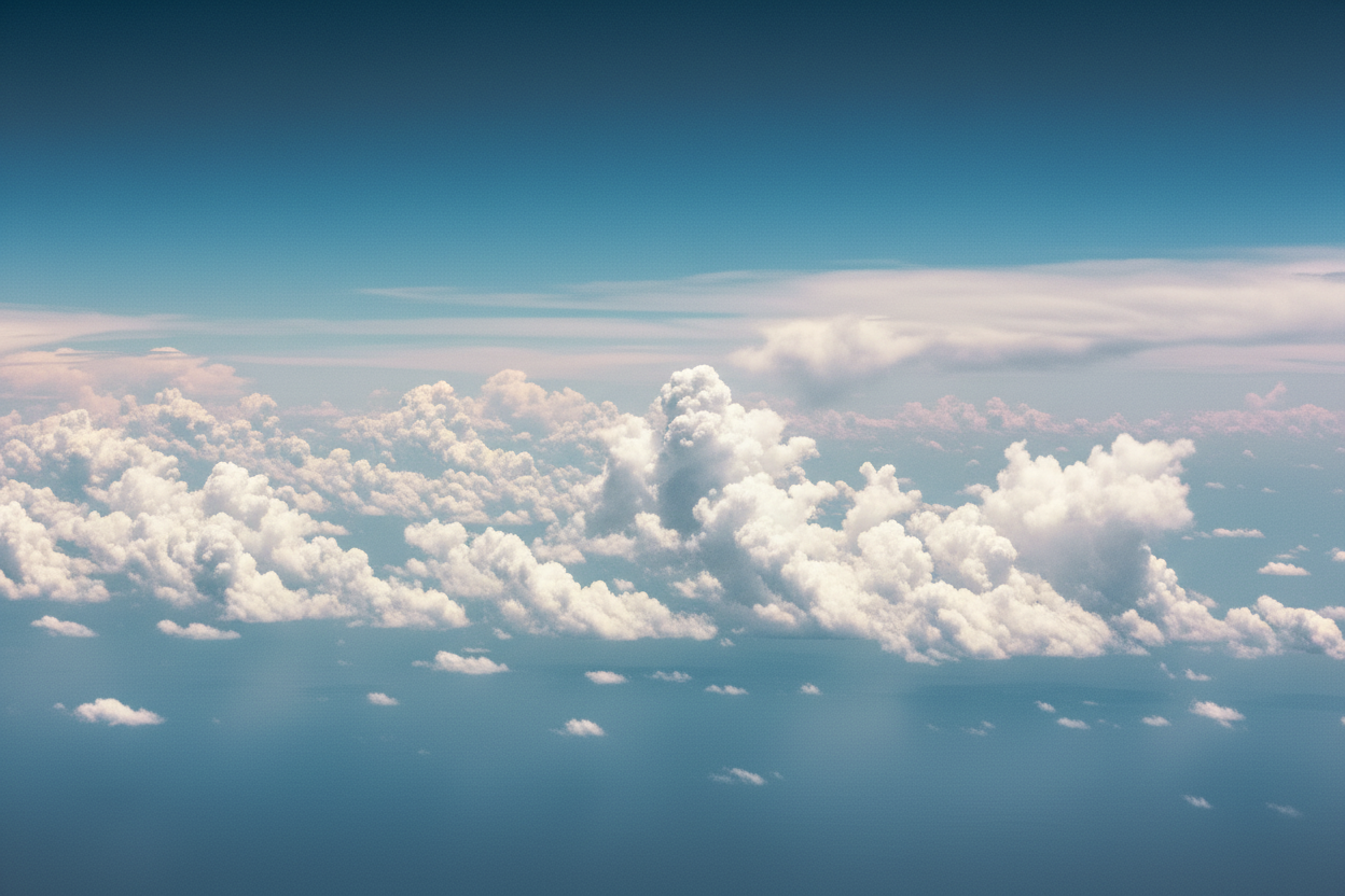 Nubes soñadoras en cielo azul